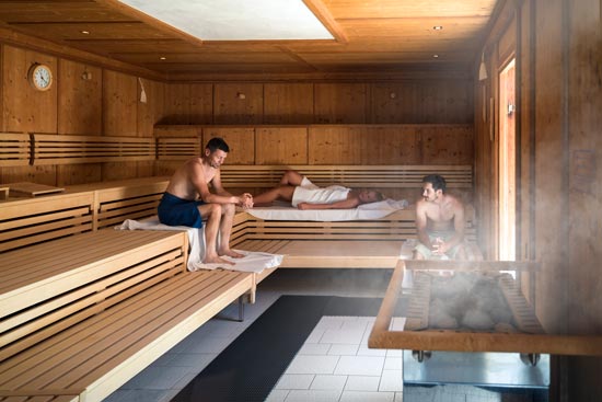 The sauna area in the Watzmann Therme