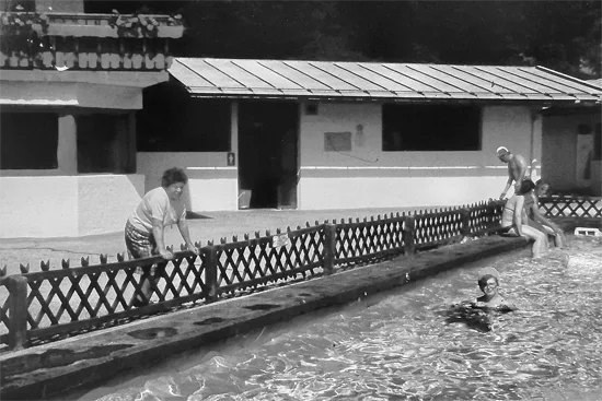 The swimming pool and sanitary building in the past