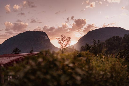 Morning atmosphere over the Allweglehen camping resort with a view of the mountains. Morning atmosphere over the Allweglehen camping resort with a view of the mountains.