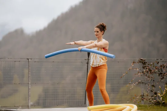 Morning atmosphere by the pool during aqua aerobics with Babsi.