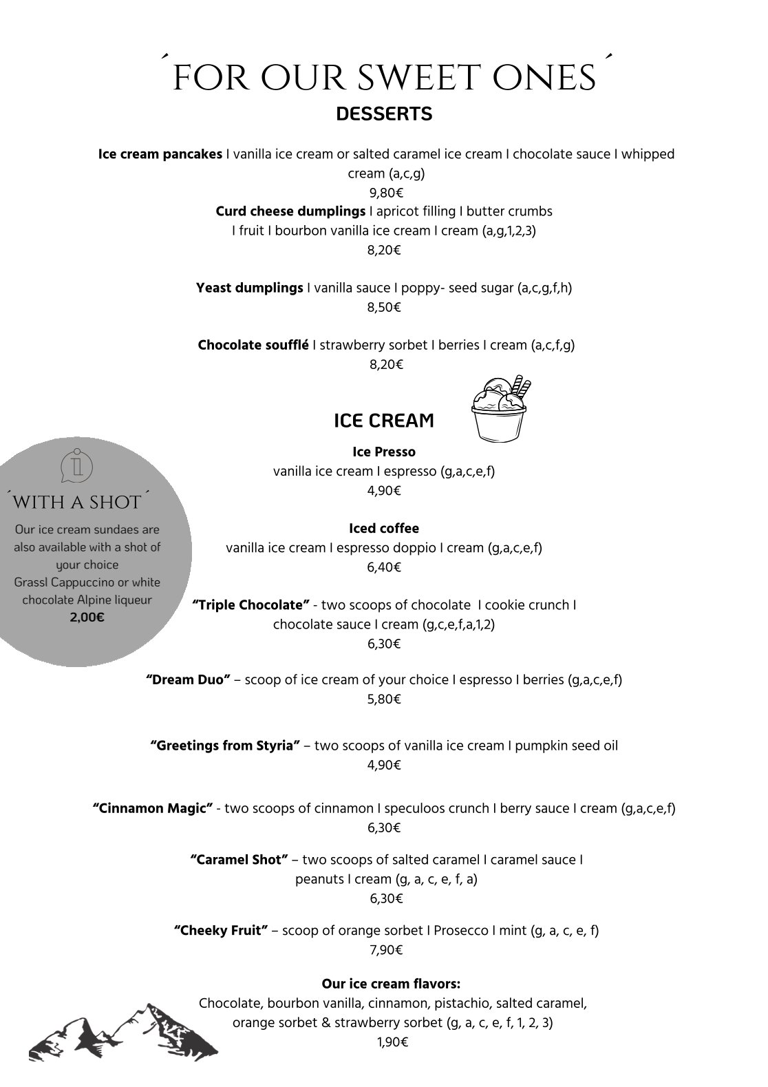 Camping Allweglehen menu, page 5 with an overview of available food