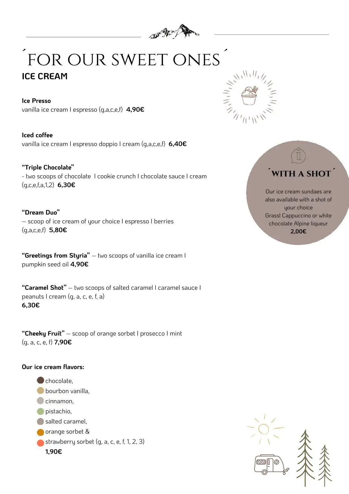 Camping Allweglehen menu, page 5 with an overview of available food